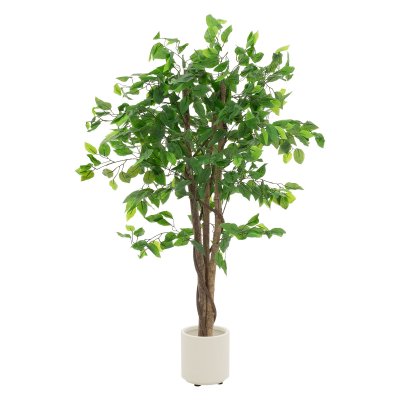 ML DESIGN MODERN LIVING Plante artificielle ficus vert H 120 cm tronc pot inclus en plastique