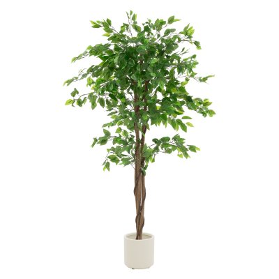 ML DESIGN Plante artificielle ficus vert H 150 cm tronc pot inclus en plastique