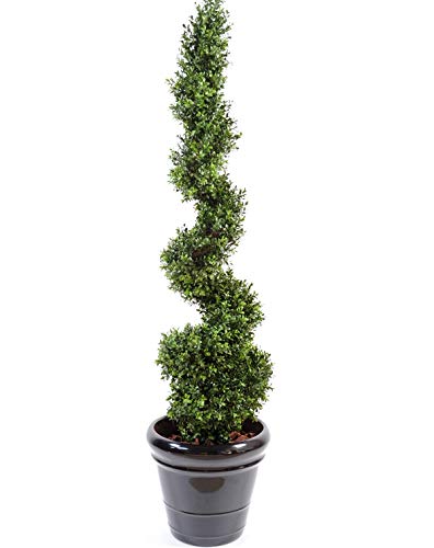 PEGANE Plante artificielle haute gamme sp&eacute;cial ext&eacute;rieur / buis artificiel forme spirale - hauteur : 160 cm