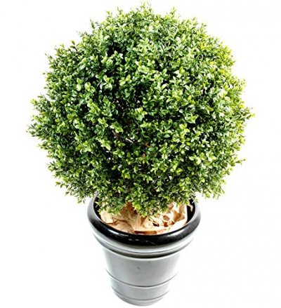 PEGANE Plante artificielle haute gamme Sp&eacute;cial ext&eacute;rieur / Buis boule artificiel - Dim : H.45 x D.30 cm