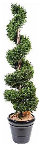PEGANE Plante artificielle haute gamme Sp&eacute;cial ext&eacute;rieur / Buis spirale artificiel - Dim : 180 x 40 cm