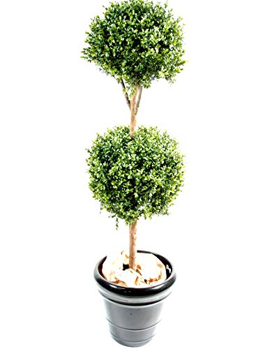 PEGANE Plante artificielle haute gamme Sp&eacute;cial ext&eacute;rieur / Buis Tige Double Boule - Dim : H.170 x D.70 cm