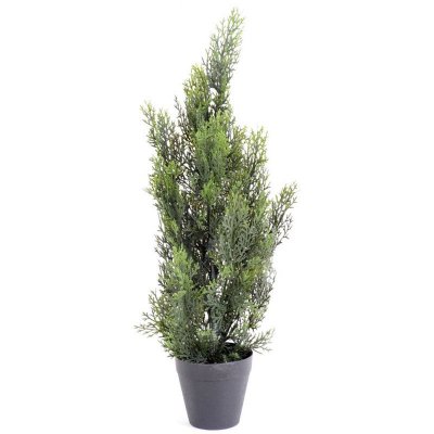 PEGANE Plante artificielle haute gamme Sp&eacute;cial ext&eacute;rieur / Cypr&egrave;s artificiel Mini Vert - Dim : 60 x 20 cm