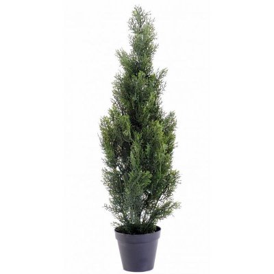 PEGANE Plante artificielle haute gamme Sp&eacute;cial ext&eacute;rieur / Cypr&egrave;s artificiel Mini Vert - Dim : 93 x 25 cm