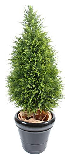 PEGANE Plante artificielle haute gamme Sp&eacute;cial ext&eacute;rieur Cypr&egrave;s coloris vert - Dim : 160 x 70 cm