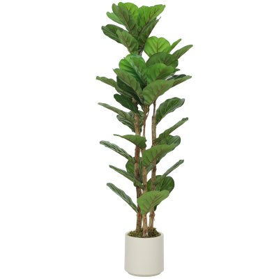 HOMCOM Plante artificielle int&eacute;rieure figuier lyre en plastique vert