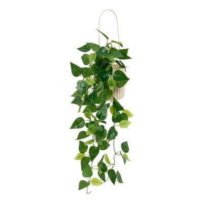 ATMOSPHERA Plante Artificielle Suspendue Pool Pot C&eacute;ramique Beige - 