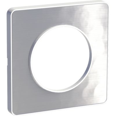 SCHNEIDER ELECTRIC Plaque 1 poste  Odace touch alu martel&eacute; liser&eacute; blanc