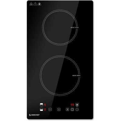 AMZCHEF Plaque &agrave; induction 2 feux  9 niveaux cuisson 3700W avec Boost Encastrable