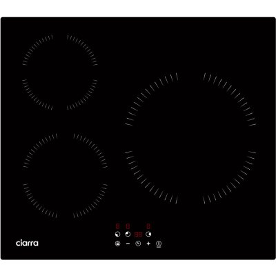 CIARRA Plaque &agrave; induction 3 foyers 5600w commandes sensitives minuteur 99mins noir cd3bih-a CD3BIH-A 