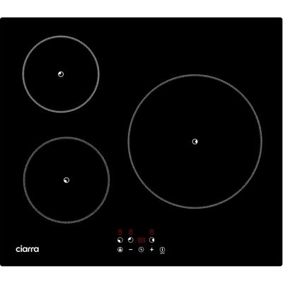 CIARRA Plaque &agrave; induction 3 foyers 5600w commandes sensitives minuteur 99mins noir cd3bih-f CD3BIH-F 