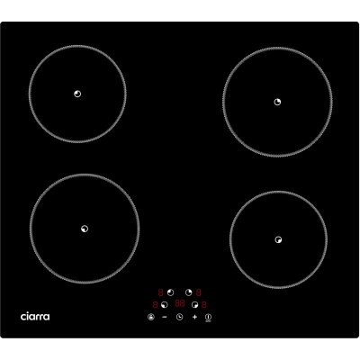 CIARRA Plaque &agrave; induction 4 foyers 6000w commandes sensitives minuteur 99mins noir cd4bih-f CD4BIH-F 