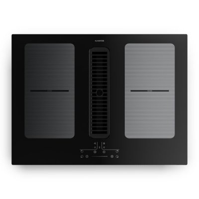 KLARSTEIN Plaque &agrave; induction avec hotte int&eacute;gr&eacute;e - Full House - 4 zones - Fonction Boost jusqu'&agrave; 7335 W - Noir