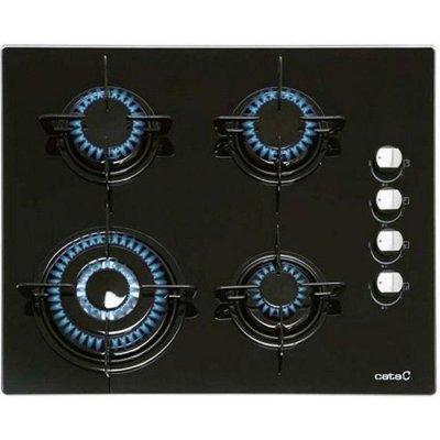 CATA Plaque au gaz  CI631BK 1412 60 cm Noir Verre (4 cuisini&egrave;re)
