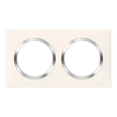 LEGRAND Plaque carr&eacute;e Dooxie - Blanc - Bague chrome - 2 postes 
