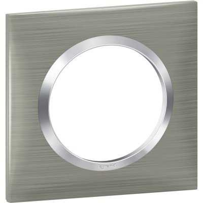 LEGRAND Plaque carr&eacute;e monobloc Dooxie - 1 poste- Effet inox bross&eacute;