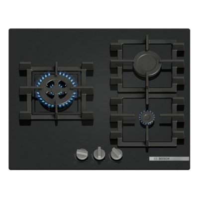BOSCH Plaque de Cuisson &agrave; Gaz  S&eacute;rie 4 3 Zones 7300W Noir - PNC6B6K40