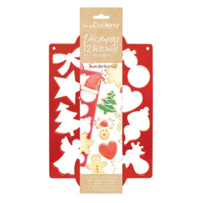 SCRAPCOOKING Plaque de d&eacute;coupoirs No&euml;l - 12 formes -  - couleur variant