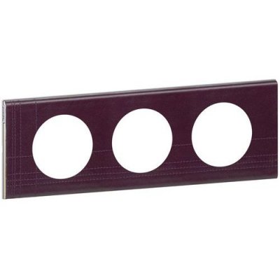 LEGRAND Plaque de finition triple  C&eacute;liane mati&egrave;re cuir pourpre couture