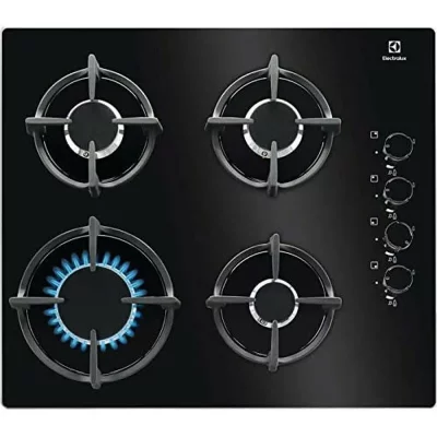 ELECTROLUX Plaque Gaz EGG6407K 3000KWh 220V 44dB 4 Foyer C&eacute;ramique Verre Noir