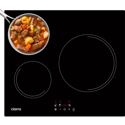 CIARRA Plaque induction 3 zones 59cm 5600w pause fonction verre noir cd3bih-e CD3BIH-E