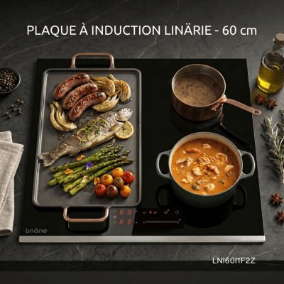 LINARIE Plaque induction encastrable LNI60I1F2Z 4 zones 60 cm Noir 7200W