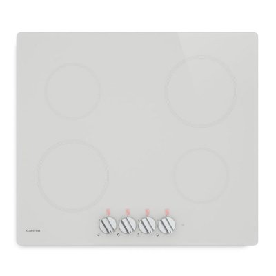 KLARSTEIN Plaque induction Kochheld 60 cm 4 zones 7000 W Blanc Encastrable