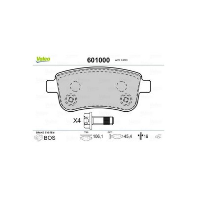 VALEO Plaquettes de frein arriere  601000 (Jeu de 4)