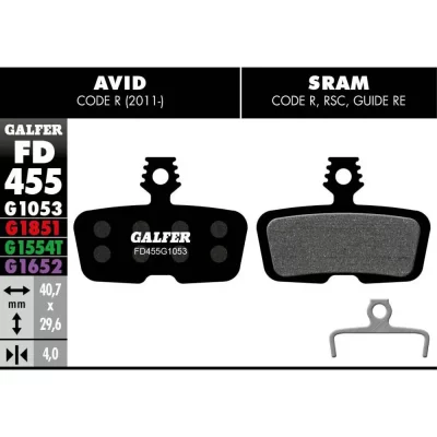 GALFER Plaquettes de frein  avec Pad Standard pour Avid Code&nbsp;R&nbsp;2011