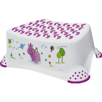 INCONNU Plastorex marche-pieds blanc violet d&eacute;cor hippo
