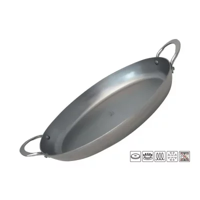 DE BUYER Plat XXL ovale t&ocirc;le de fer blanc Min&eacute;ral B ELEMENT 36 cm 