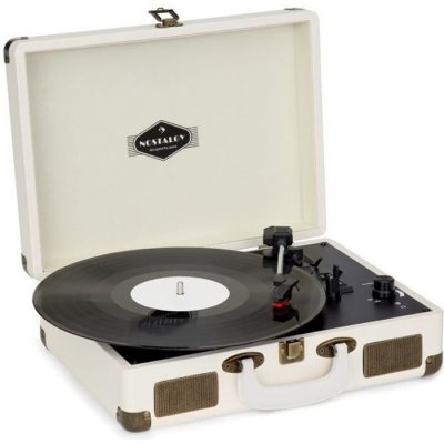 AUNA Platine Vinyle  Peggy Sue r&eacute;tro LP USB AUX - aspect cr&egrave;me/laiton
