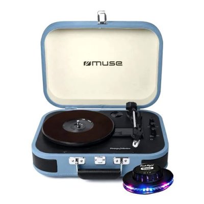 MUSE Platine vinyle -  - MT-201BTB - St&eacute;r&eacute;o int&eacute;gr&eacute;e - Bluetooth - Lumi&egrave;re OVNI