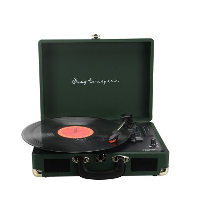 PRIXTON Platine Vinyle  VC400 Bluetooth USB 3 vitesses 2x5W Vert fonc&eacute;