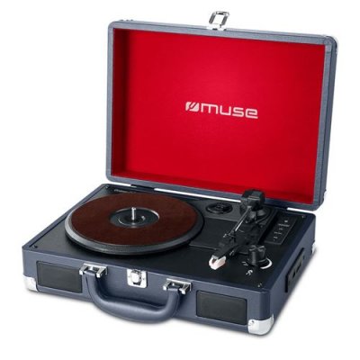 MUSE Platine vinyle st&eacute;r&eacute;o 33/45/78 tours avec enceintes int&eacute;gr&eacute;es - USB/SD/AUX - Prise casque