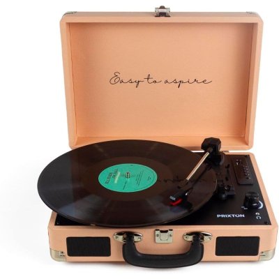 PRIXTON Platine Vinyle VC400 - Tourne-disque - Bluetooth - Lecteur et convertisseur de vinyle - Peach 