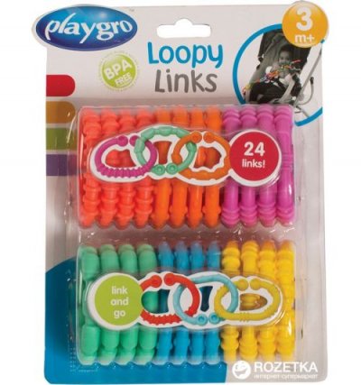 PLAYGRO  Cha&icirc;ne de poussette anneaux en liens Loops