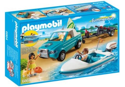 Playmobil 6864 - Voiture Avec Bateau Et Moteur