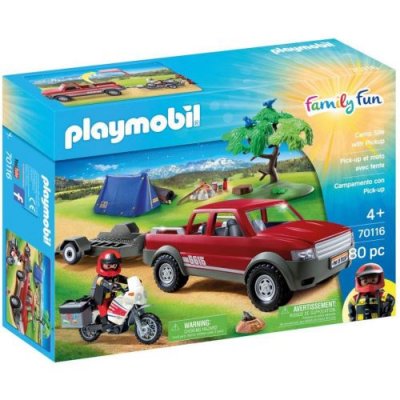PLAYMOBIL  70116 Pick-up et moto avec tente - Family Fun