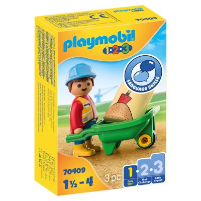 PLAYMOBIL - 70409 - PLAYMOBIL 1.2.3 - Ouvrier avec brouette