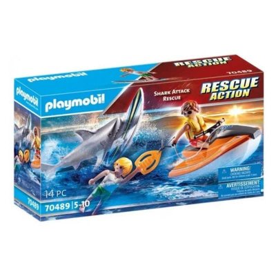 Playmobil 70489 Bateau De Secours Et Attaque De Requins 14pces