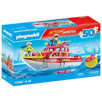 Playmobil 71598 - Bateau De Sauvetage Et Pompiers