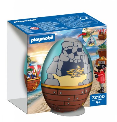 Playmobil 72100 &OElig;uf 2en1 : L&Icirc;le aux Pirates Les Pirates 34 pi&egrave;ces Cadeau &agrave; P&acirc;ques d&egrave;s 4 ans
