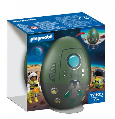 Playmobil 72103 &OElig;uf 2en1 Mission Espace Lespace 39 pi&egrave;ces Cadeau &agrave; P&acirc;ques d&egrave;s 4 ans