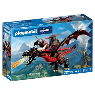 Playmobil 72114 Chevalier & Dragon Noir - Set d&acute;aventure - 18 pi&egrave;ces