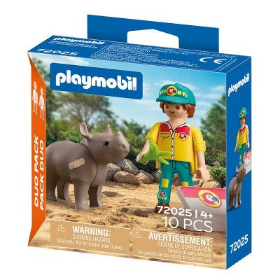 Playmobil Animaux et amis 72025 - Garde forestier avec rhinoc&eacute;ros - Duo Pack