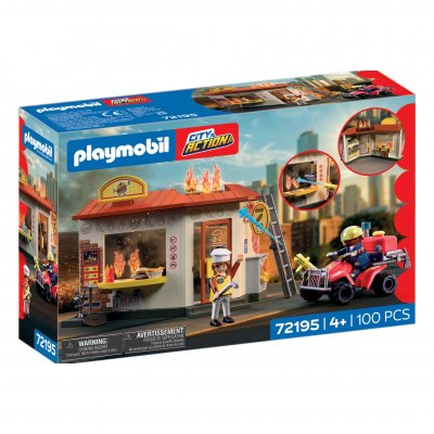 PLAYMOBIL City Action 72195 Restaurant en feu & quad de pompiers
