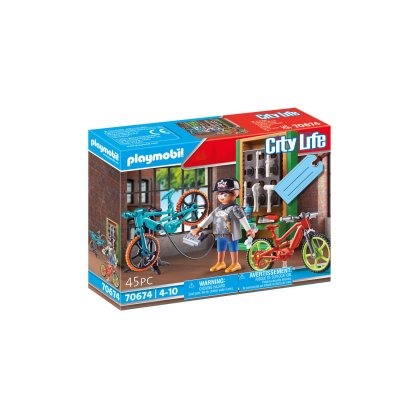 Playmobil City Life 70674 Set cadeau Atelier r&eacute;paration de v&eacute;los 