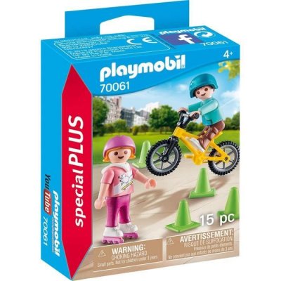 Playmobil - Enfants avec v&eacute;lo et rollers 70061