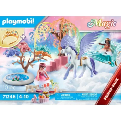 Playmobil Magic 71246 Cal&egrave;che et cheval ail&eacute;